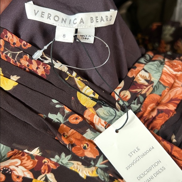 NWT $898 VERONICA BEARD Avani Floral Silk Chiffon Puff Sleeve Maxi Size 8 - Picture 6 of 9